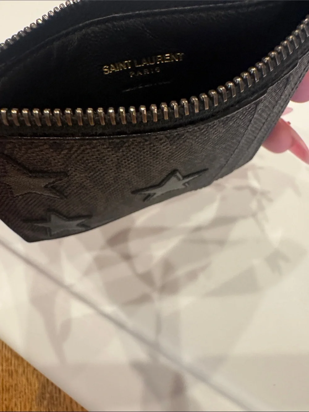 Saint Laurent Brown and Black Star-Accent Zip Wallet